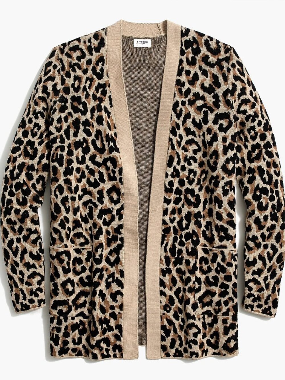 J. Crew Leopard Open Cardigan Gold Leo Beechwood Medium #A2854 - Picture 2 of 8